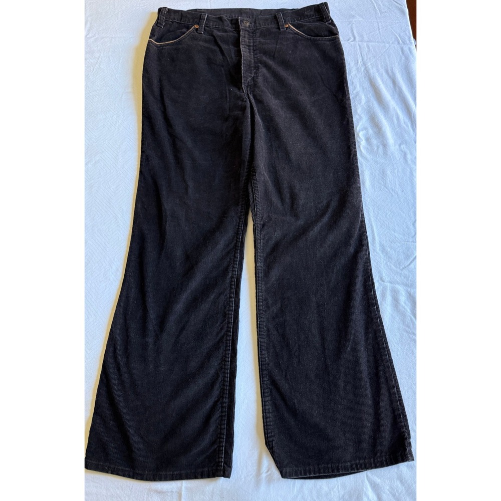 Vintage Levis 646 Bell Bottom Corduroy Pants Navy White Tab Talon 42 33x30